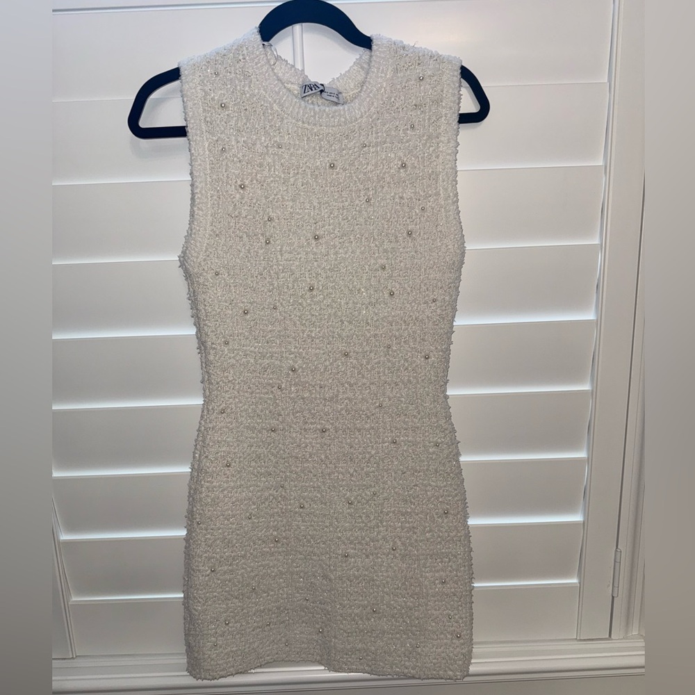 Zara Textured White Mini Dress